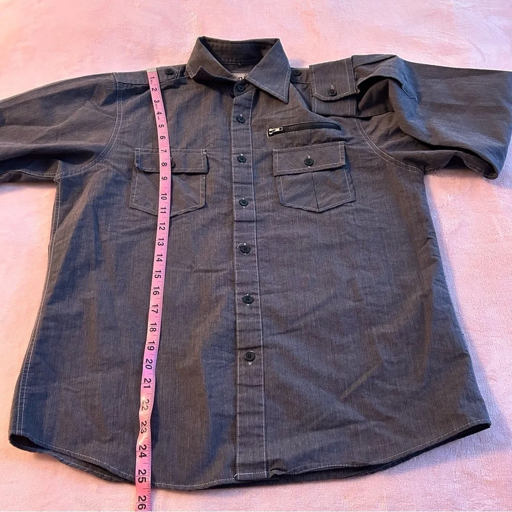 Metro Black Rue 21 gray long sleeve button down shirt size S casual cotton
